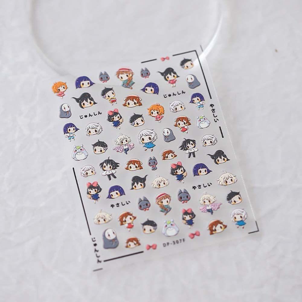Mxbeauty Kartun Stiker Kuku Fashion Perekat Diri Spirited Away Kelinci Totoro Beruang Dekorasi Kuku