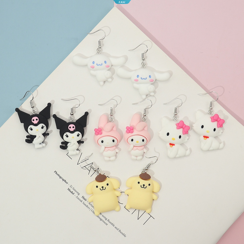 2023 Sanrio Anime HelloKitty Pom Pom Purin Cinnamoroll Melody Kuromi Anting Kartun Pernikahan Liontin Kawaii Anting Fashion Perhiasan Anting Hadiah Mainan [ZK]