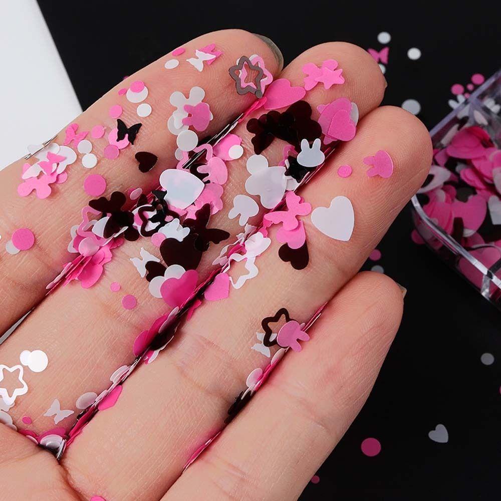 Mxbeauty Star Nail Sequin Nail Charms Eyelash Dekorasi Cinta Hati Manikur Aksesoris Kelinci Nail Art Patch Kuku Glitter Serpihan