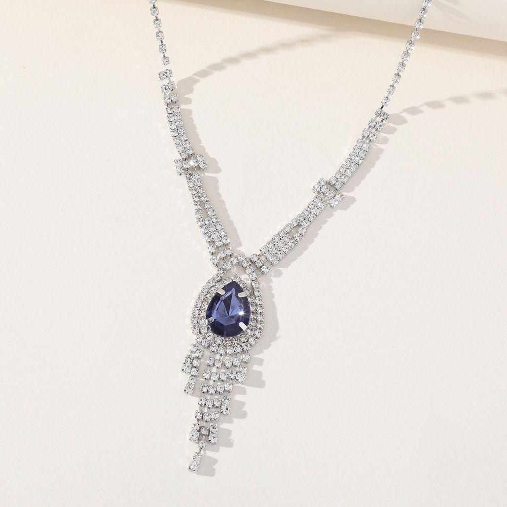 Fishstick Bridal Set Perhiasan Pernikahan Temperamen Hadiah Anniversary Romantis Berlian Imitasi Alloy Vintage Menjuntai Anting