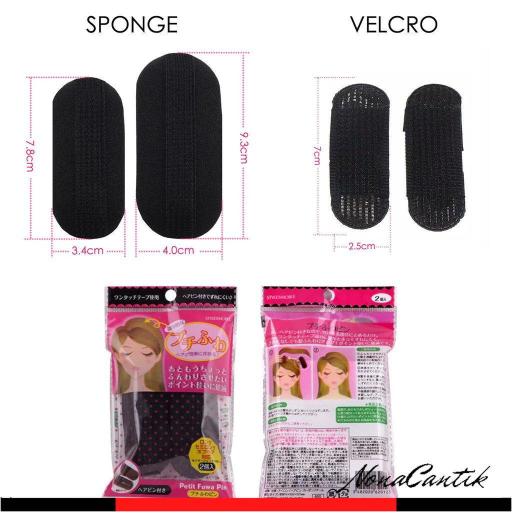 (2PCS/SET) Jepitan Penebal Penambah Volume Rambut Jepit Hair Bump It Model Velcro Alat Sasak Rambut Bantal Volume Rambut