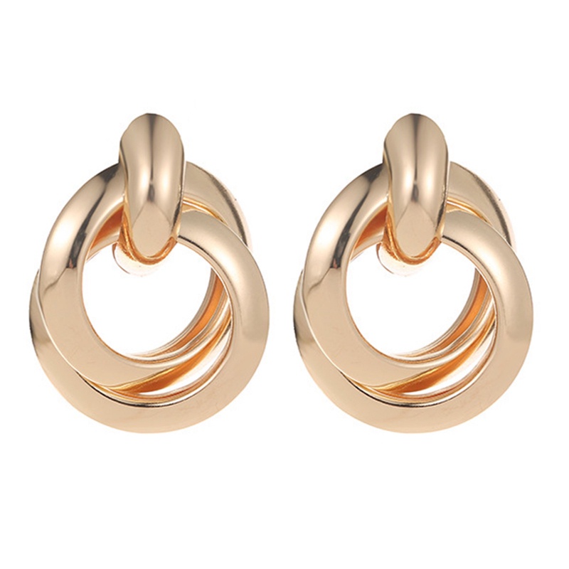 Fashion Elegan Wanita Logam Elegan Lingkaran Hoop Earrings Stud Earrings