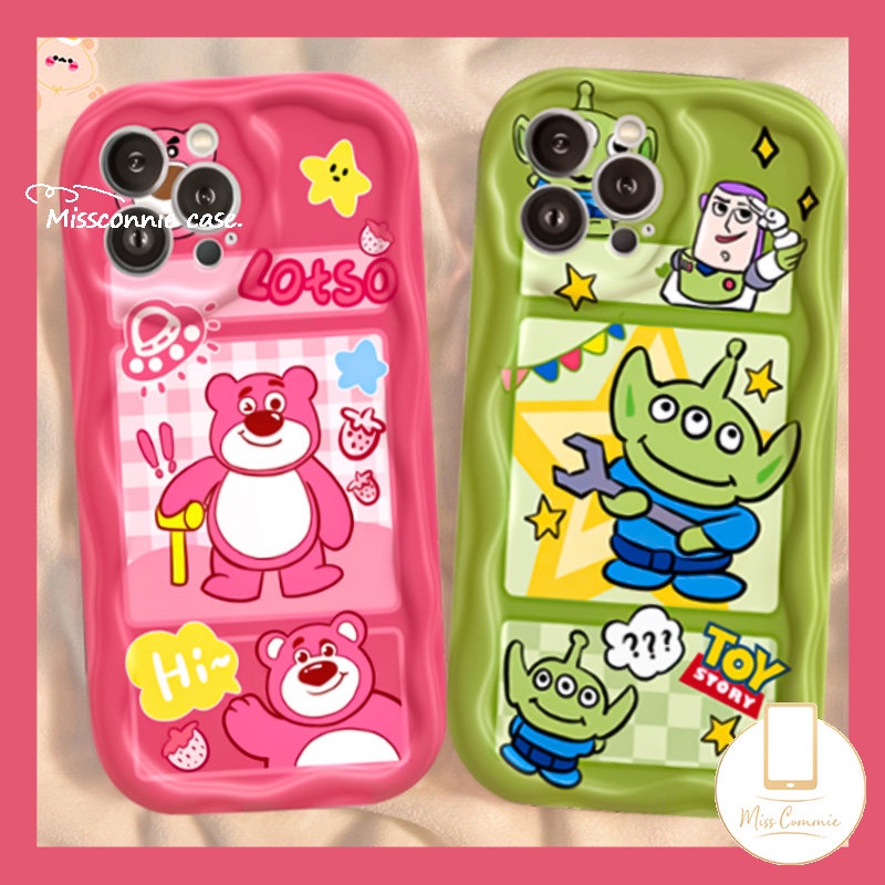 Kartun Toy Story Alien Strawberry Bear Manyo Case Untuk Redmi Note10 10s 8 12 9 11 11s 10Pro Max Plus POCO M3 Redmi 10C 10 A2 9 10A 9A 9T A1 9C NFC 3D Wavy Curved Edge Lovely Case