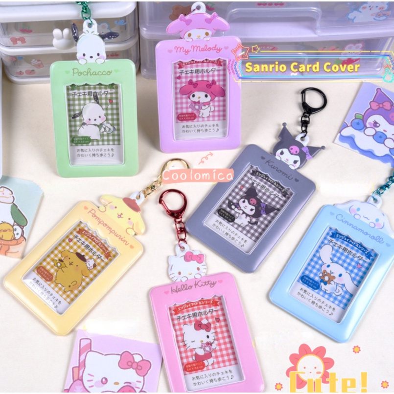 Ins Angin Lucu Kartun Sanrio Card Cover/Kreatif Giok Guigou Foto Liontin Gantungan Kunci/Serbaguna Siswa ID Cinta Bean Card Protector/Vintage Coolomica Bag/