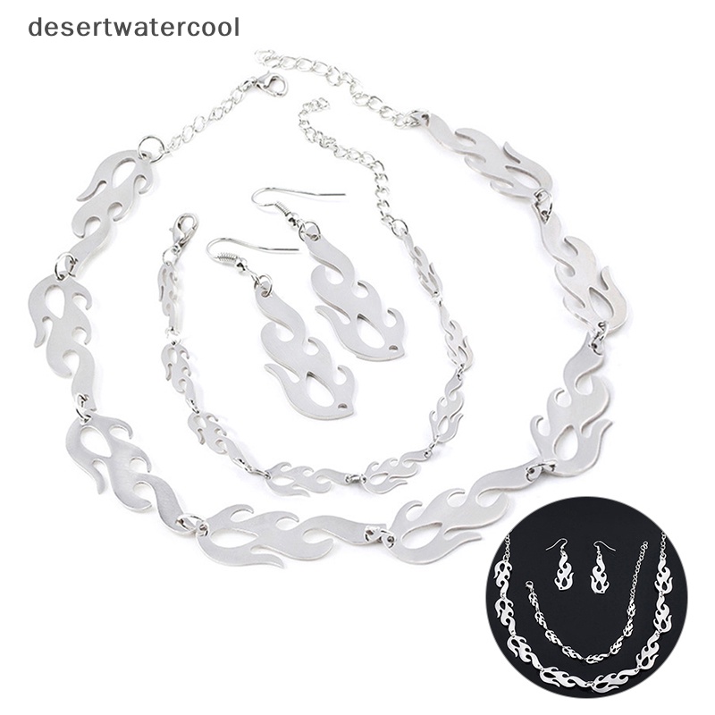 Deid Punk Flame Kalung Klavikula Hip Hop Rantai Gelang Logam Lady Choker Perhiasan Martijn