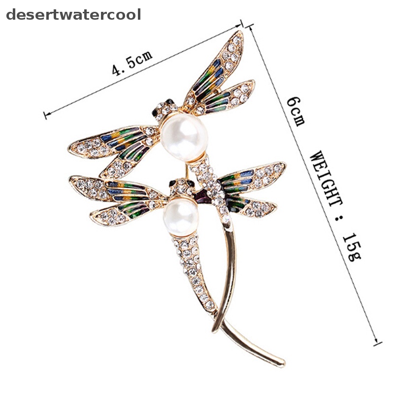 Deid Fashion Wanita Kristal Mutiara Hewan Capung enamel Bros pin custome Perhiasan Martijn