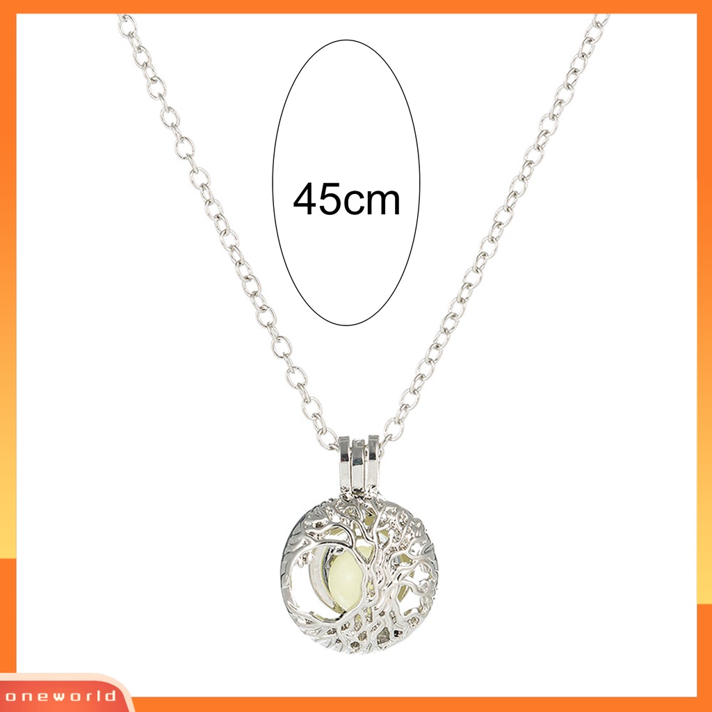 [ONE] Pohon Bentuk Liontin Pesona Kalung Dibuka Paduan Bercahaya Batu Berongga Wanita Kalung Perhiasan Aksesori