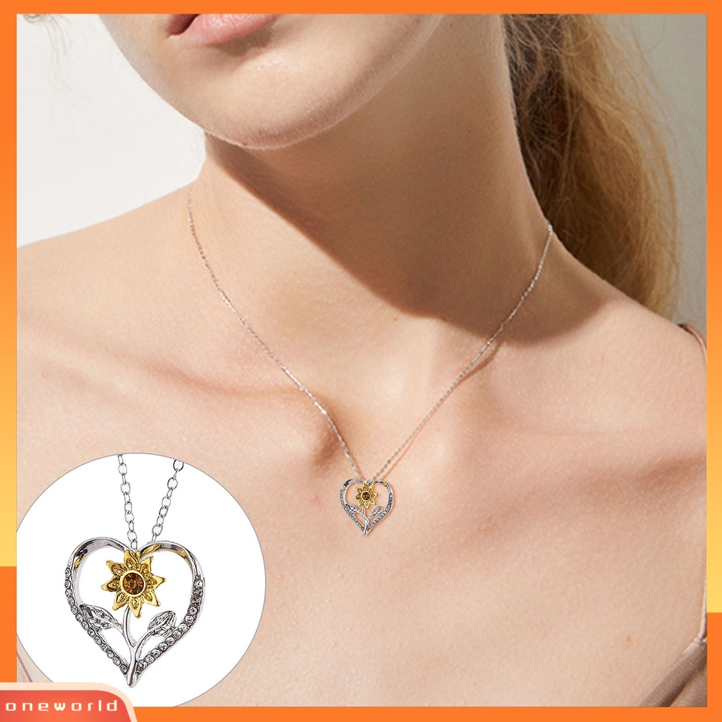 [ONE] Bersinar Dapat Disesuaikan Wanita Kalung Hadiah Sunshine Hati Bunga Matahari Kalung Perhiasan Aksesoris