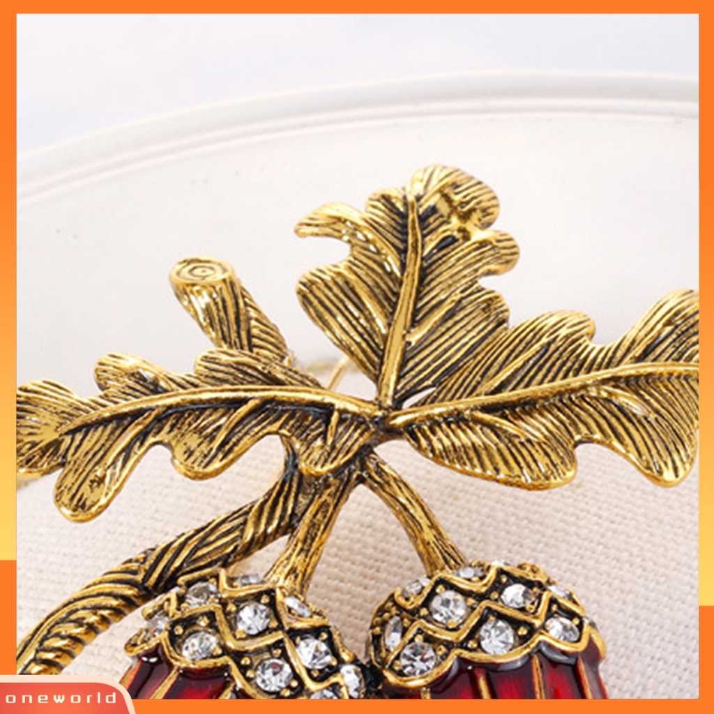 [ONE] Bros Pakaian Colorfast Pengerjaan Halus Aksesoris Pakaian Oak Acorns Brooch Fixed Clothes Pin Untuk Wanita