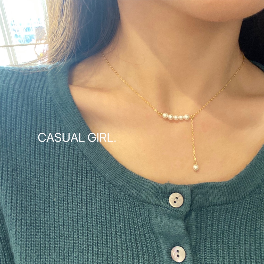 T Classy Style!Kalung Mutiara Tertutup Emas 14k Manik-Manik Shell Air Tawar Liontin Mutiara Elegan Sederhana Retro High-End