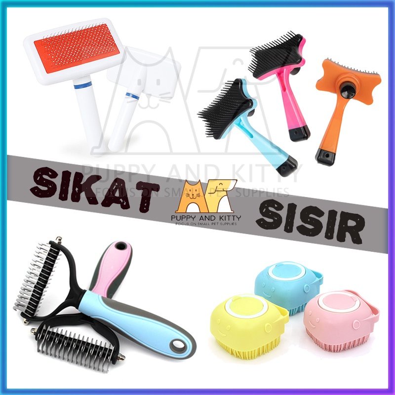 Sisir Grooming Brush Kucing / Sisir Sikat Slicker Bulu Rambut Kucing Anjing Kelinci / Sisir Bulu Pet brush murah