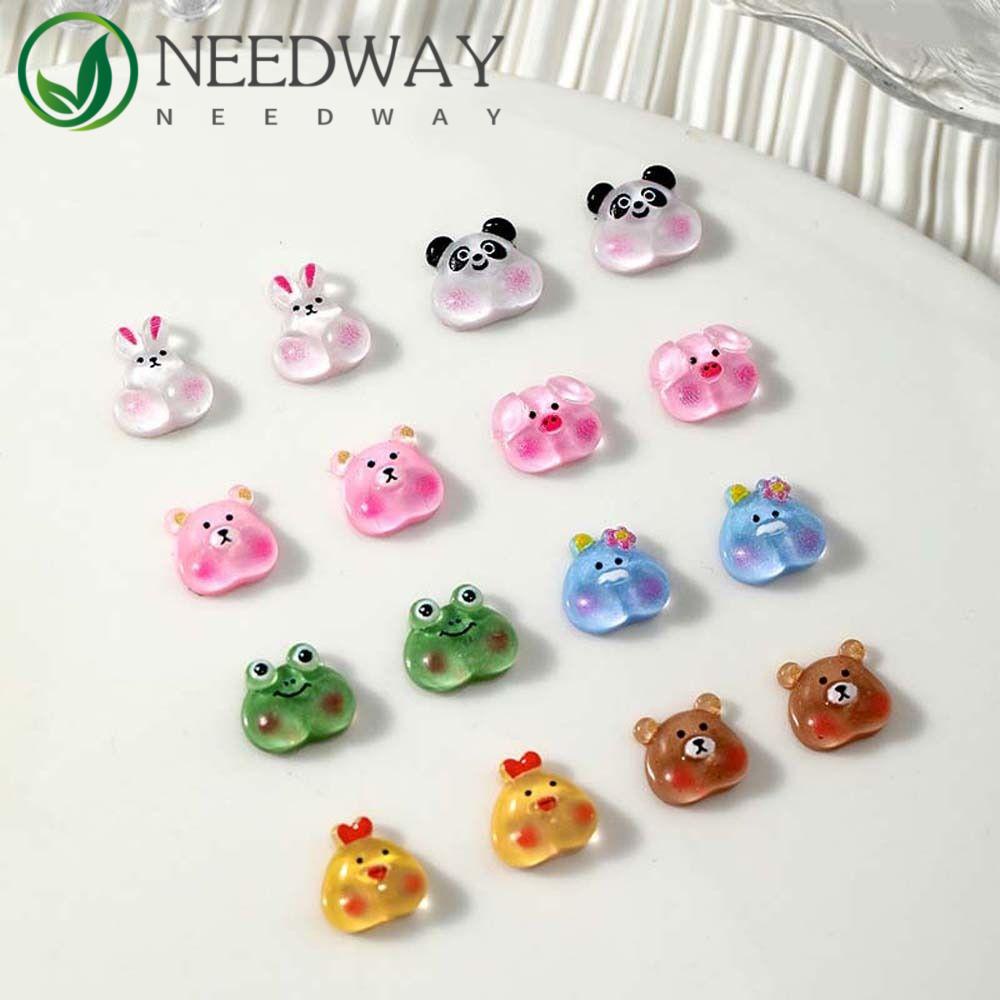 Needway   Kartun Dekorasi Kuku Fashion 10 Pcs Kelinci Hiasan Kuku Beruang Babi 3D Nail Jewelry