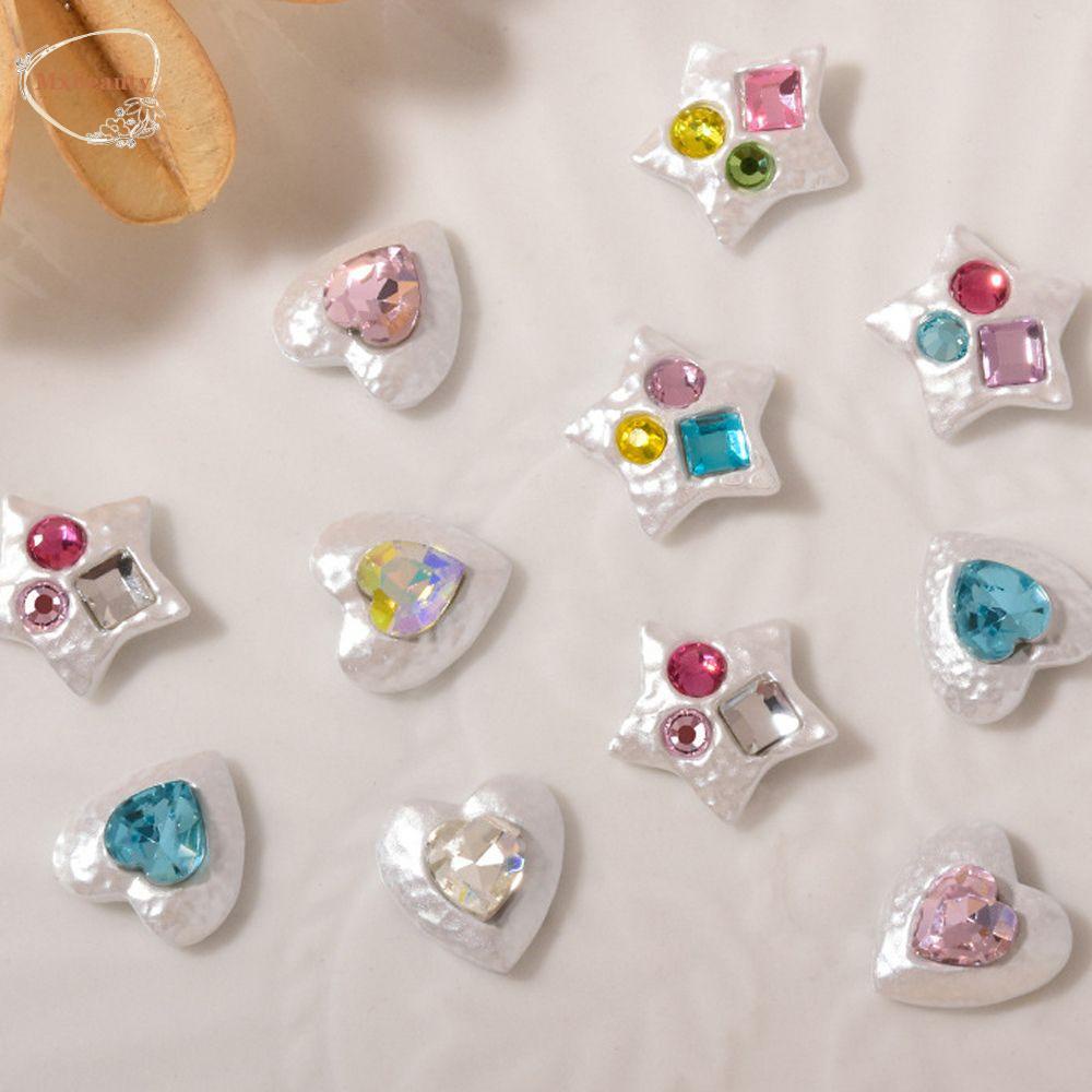 Mxbeauty Heart Nail Art Rhinestones Korea Cinta Hati Warna-Warni Fashion Perhiasan Kuku 3D