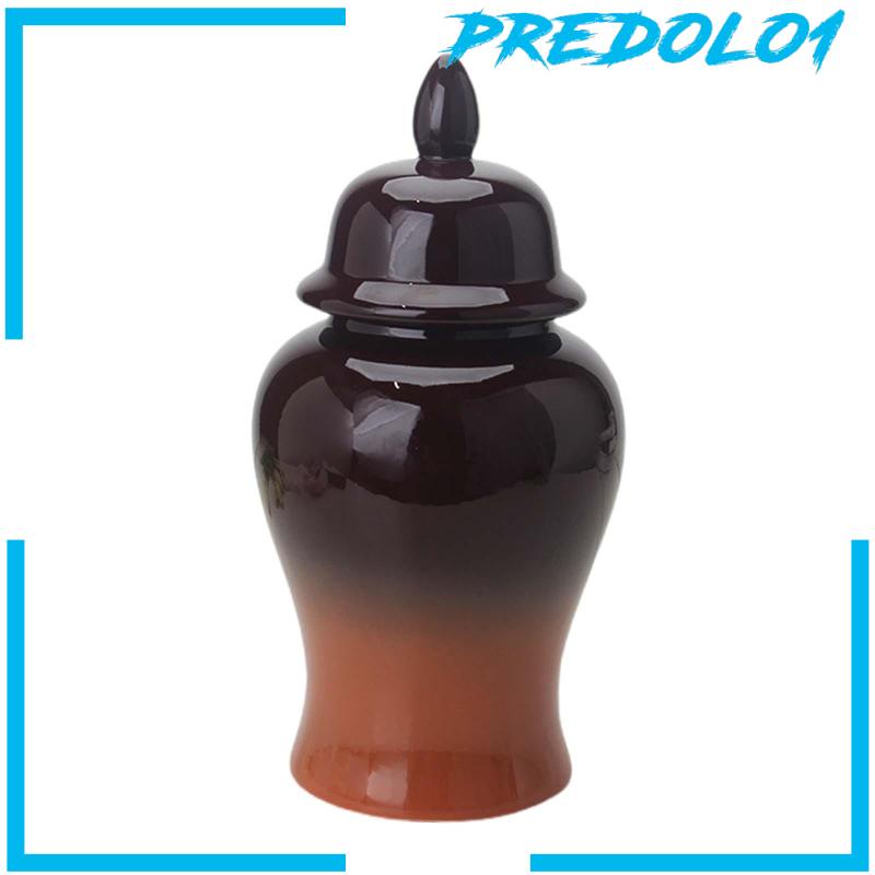 [Predolo1] Toples Candi Vas Porcelain Dengan Tutup Toples Penyimpanan Teh Pengerjaan Halus 7x14inch