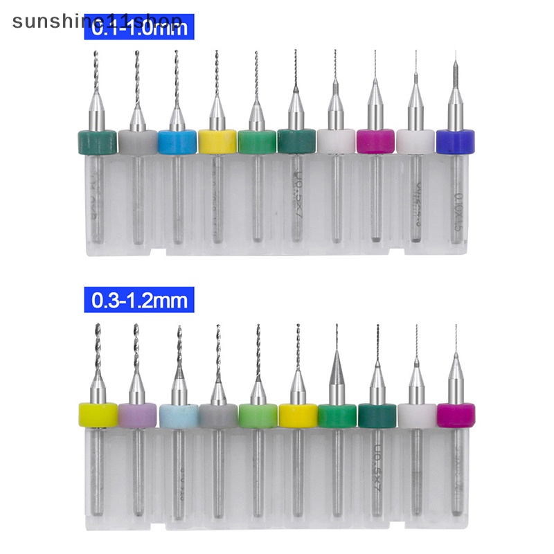 Sho 10pcs /Set 0.1mm-1.2mm Kualitas Tinggi Paduan Keras Papan Sirkuit Cetak PCB Carbide Micro Drill Bits Alat 0.1mm 1.2mm N