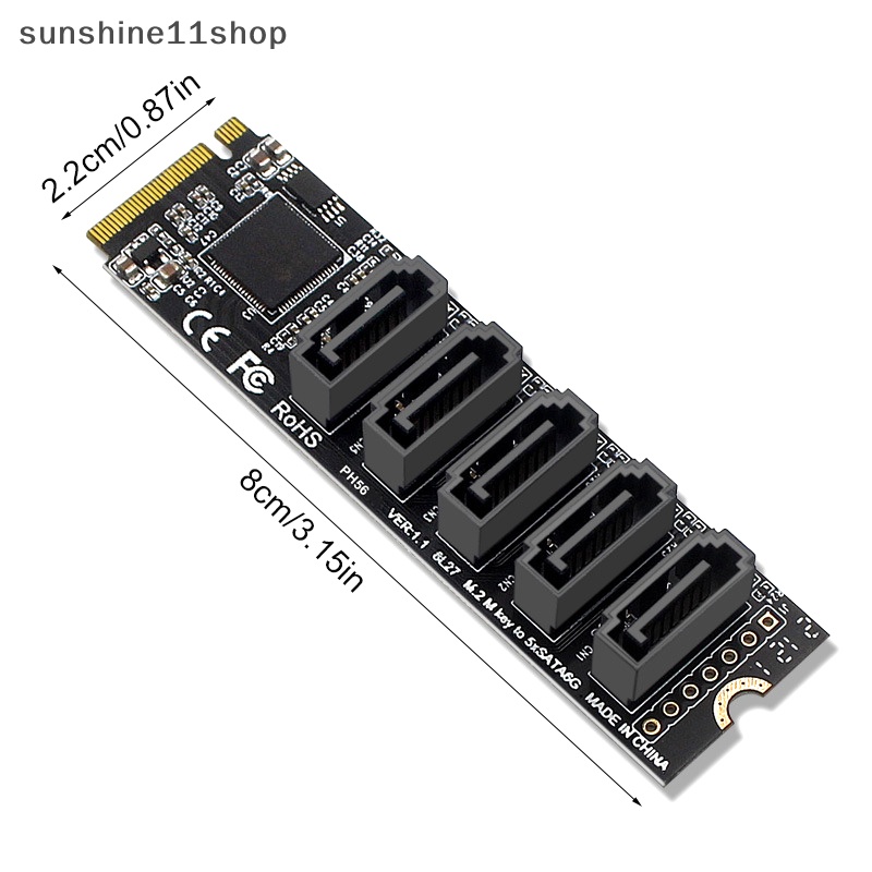 Sho M.2 NVME PCI-E PCIE X4 X8 X16 Ke 6port 3.0 SATA Adapter Kartu Riser III ASM1166 N