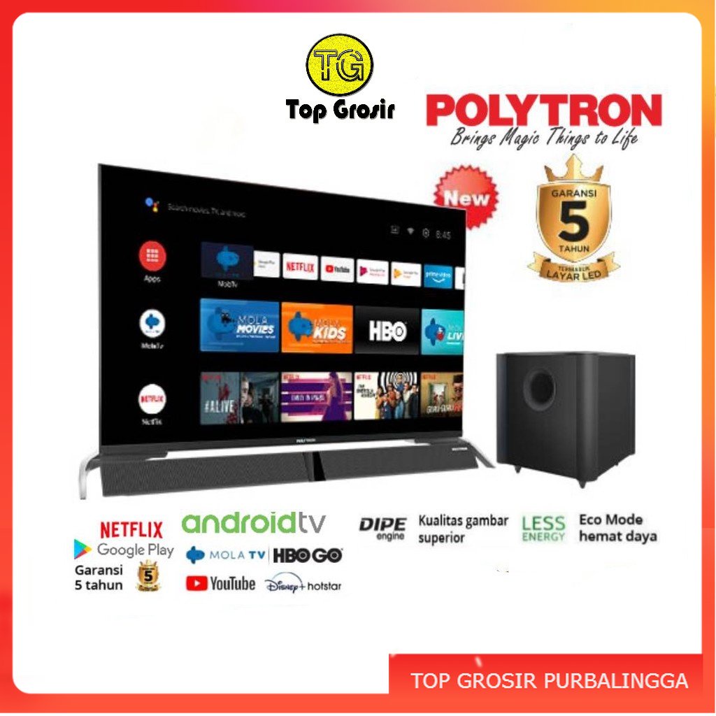 LED ANDROID TV 32 INCH POLYTRON PLD32BAG9953 SOUNDBAR PLD 32BAG9953 PURBALINGGA