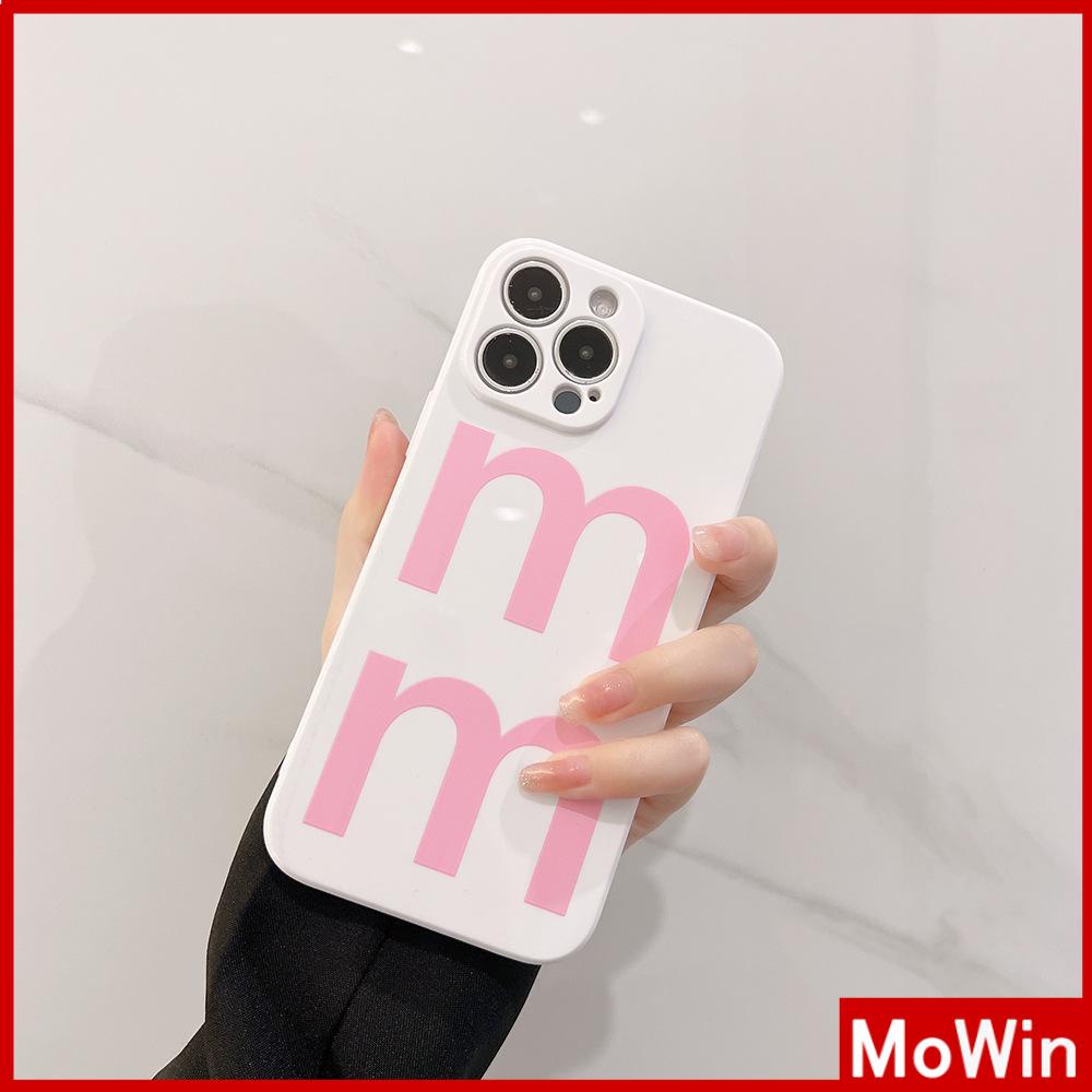 Case iPhone 14 Pro Max iPhone Case Cream Glossy Soft Case TPU Tahan Guncangan Kamera Case Perlindungan Sederhana Alfabet Merah Muda Kompatibel dengan iPhone 13 Pro Max 12 Pro Max 11 Xr Xs Max 7 8