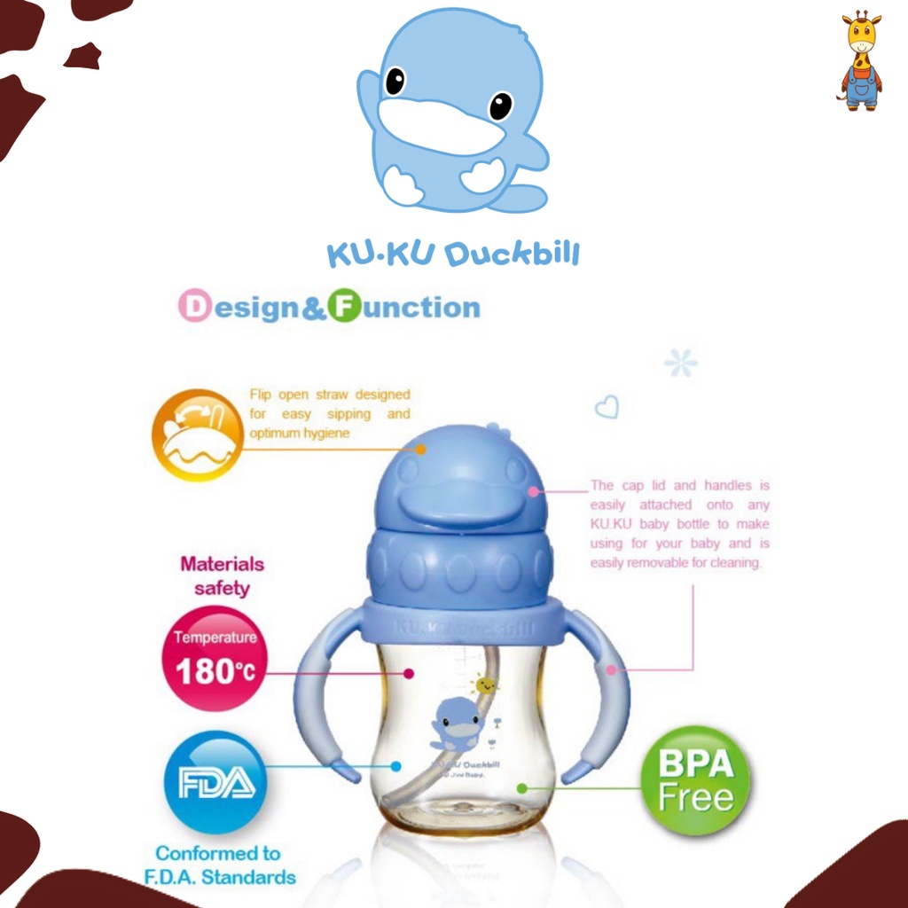 Kuku Duckbill PES Straw Sippy Cup 140ml KU5841 / Botol Minum Sedotan