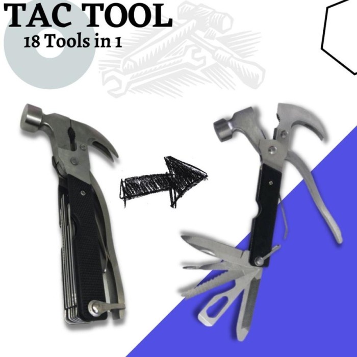 alat perkakas pertukangan tac tool  palu obeng tang multifungsi.