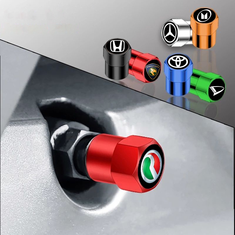 4buah/lot Penutup Roda Mobil Truk Motor Anti Maling Aluminium Wheel Valve Tangkai Katup Ban Tutup Udara Tahan Debu Kedap Udara Cap DAIHATSU Isuzu Honda Toyota