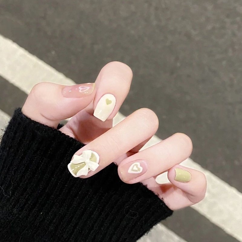 X80 24 Pcs DIY Kuku Palsu French Cool Finger Nail Art Stiker Kuku Palsu