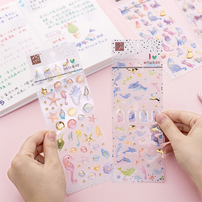 Kartun Unicorn Constellation Dekorasi Stiker Buku Pegangan Siswa Album Foto Diary Book PVC Sticker