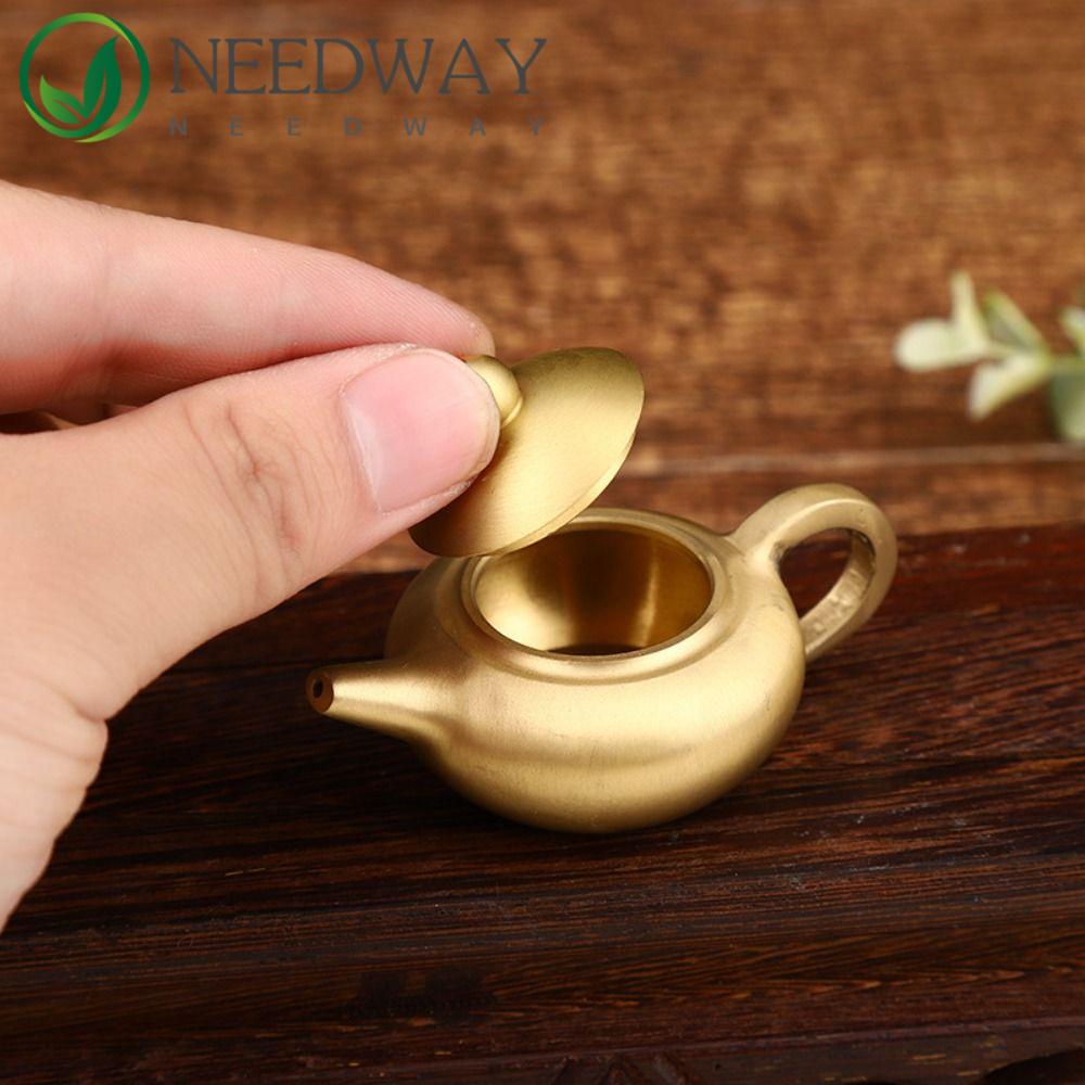 Needway   Kuningan Teko Kecil Kreatif Sederhana Dekorasi Desktop Pajangan Perhiasan Kantor Tea Set Kerajinan Tangan Logam