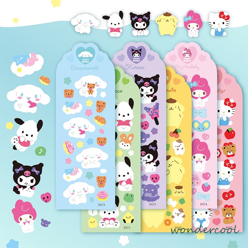 Stiker Kuromi Kartun Cinnamoroll Melody Kuromi Pochacco Dog Shiny Sticker Dekorasi-Won