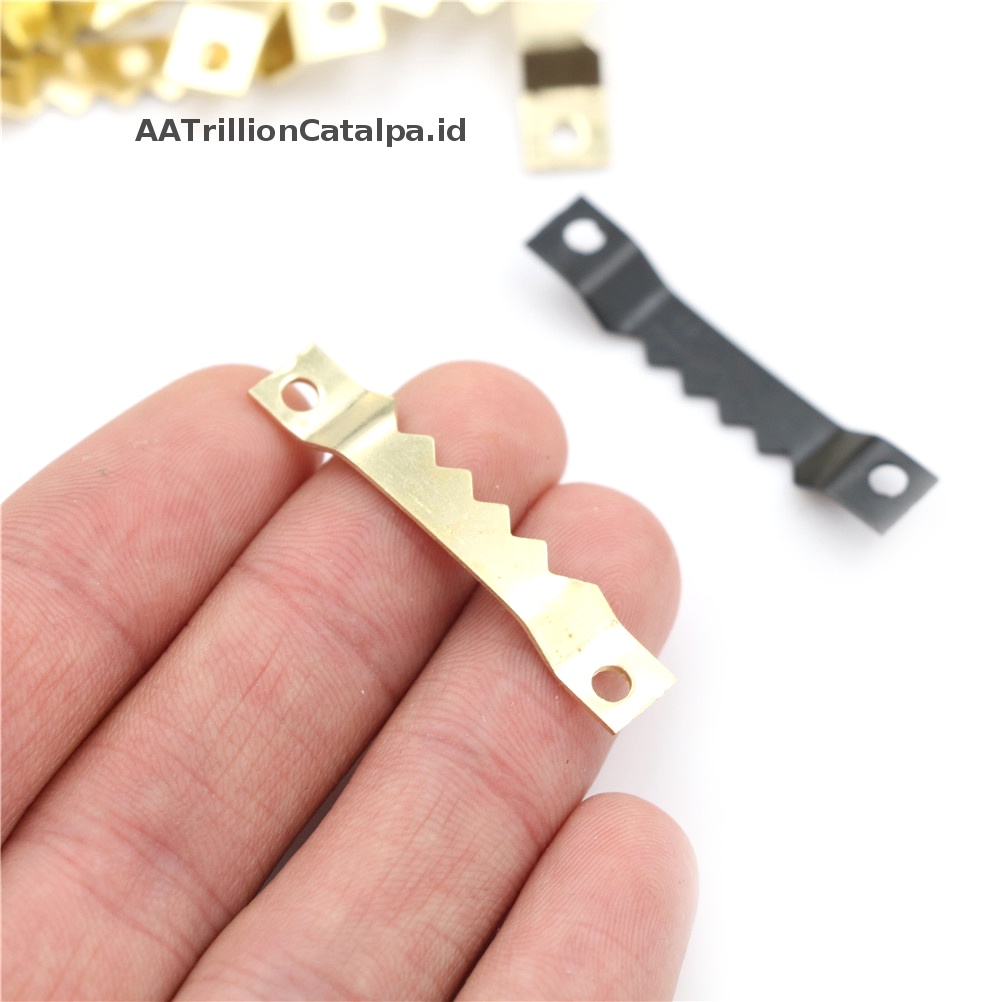 Aatrillioncatalpa 100pcs Sawtooth Gantung Gambar Foto oil Pager Mirror Frame Gantungan Hook ID