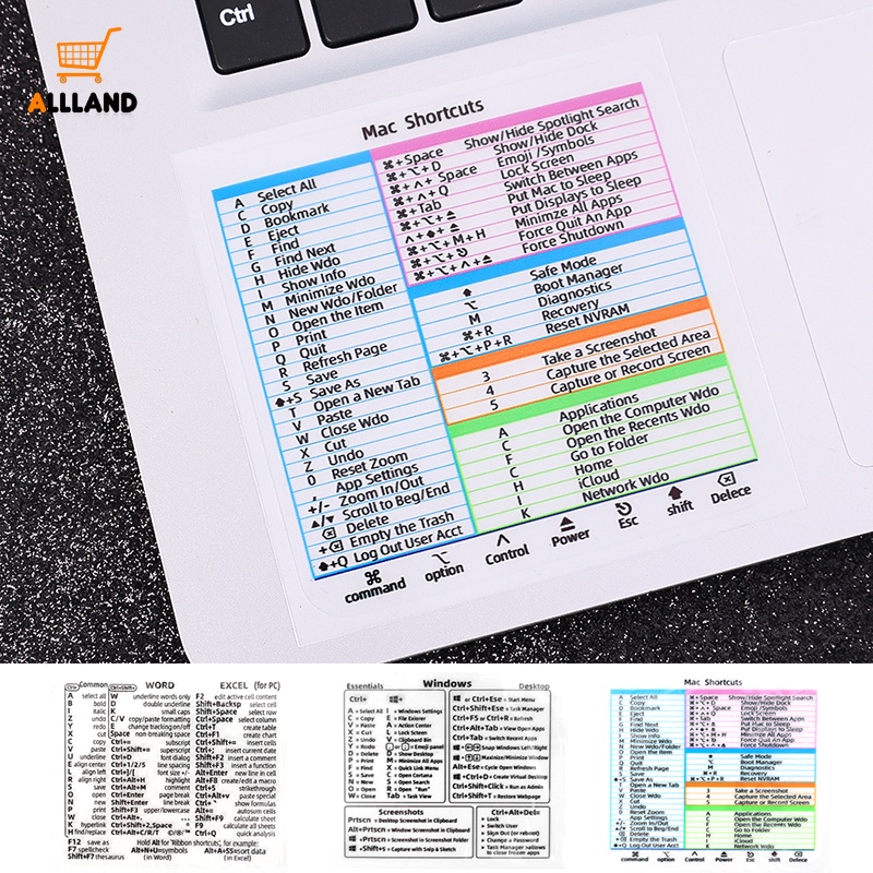 Stiker Portable Self Adhesive Laptop Software Shortcuts Clear Sticker/ Alat Bantu Operasi Keyboard Komputer Decal/ Acuan Stiker Tombol Cepat Untuk Windows