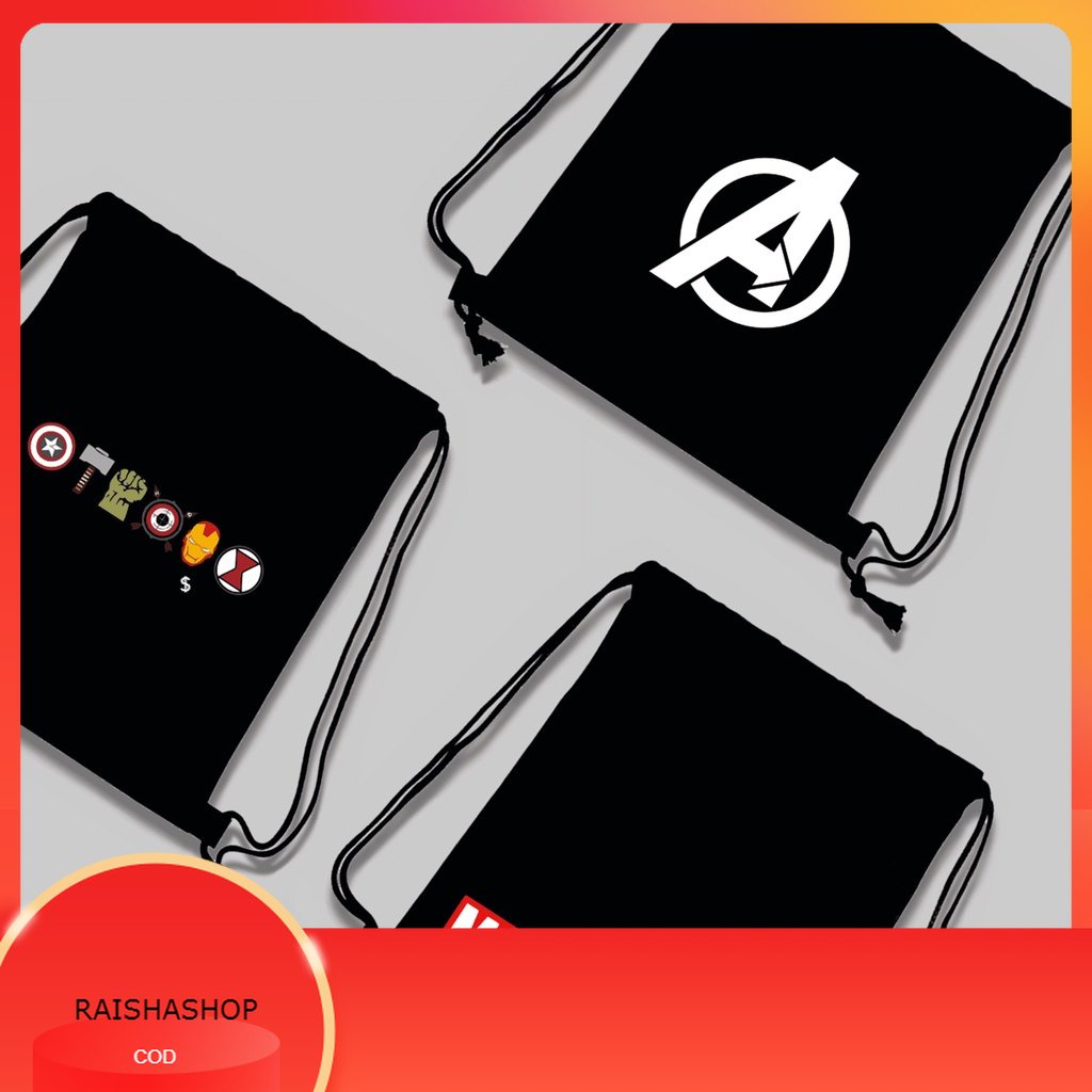 Stringbag hitam Marvel MARVEL avengers spiderman hulk drstrange ironman captain america thor | tas k
