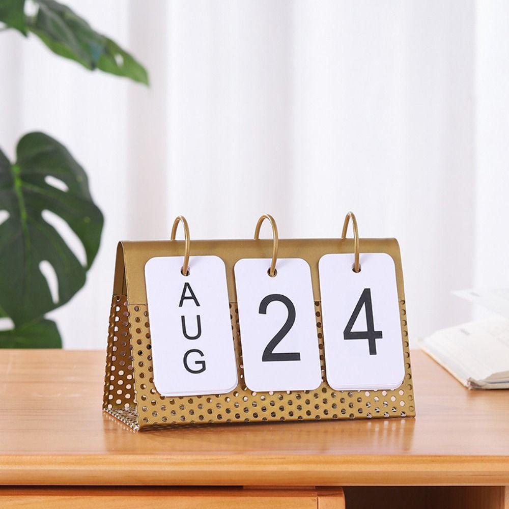 [Elegan] Standing Perpetual Calendar Coiled Simple Monthly Daily Desktop Decor Alat Tulis Kantor Rumah Flipping Perpetual Calendar