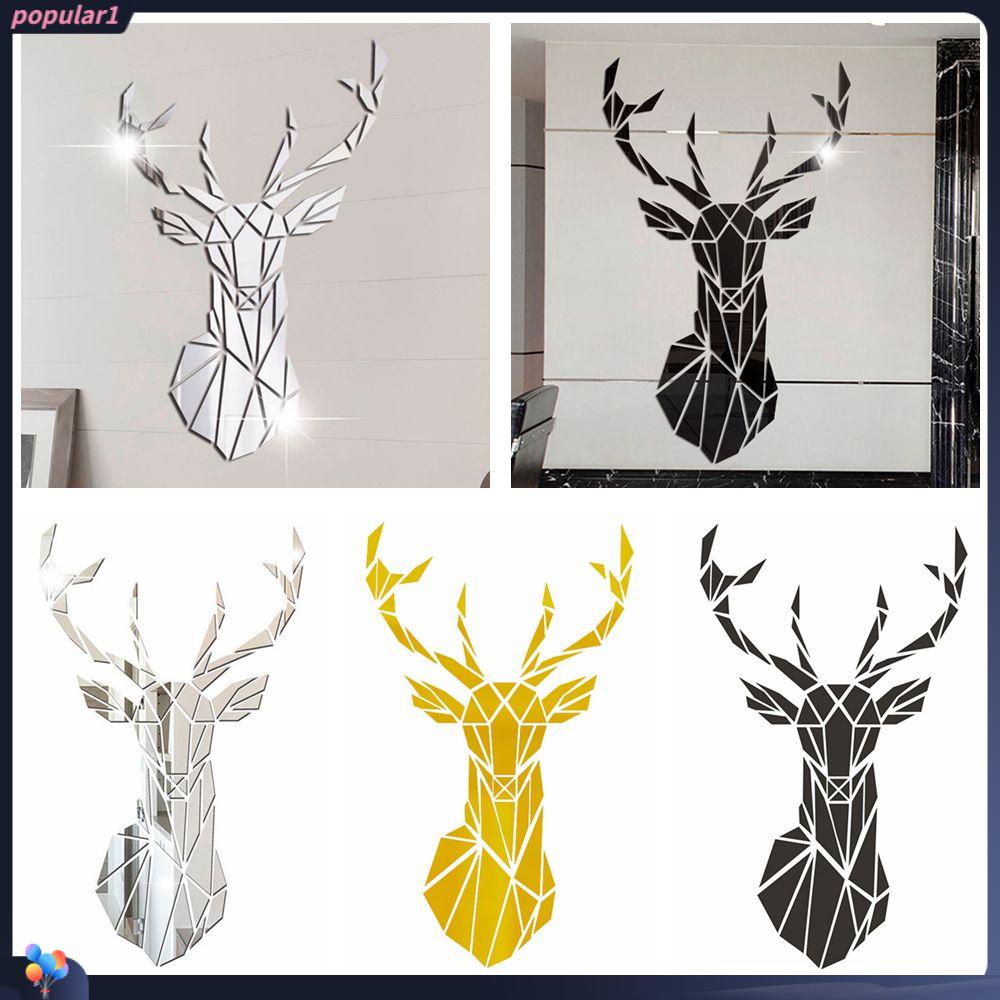 Populer Stiker Kepala Rusa 3D Gaya Modern Dekorasi Rumah Banyak Ukuran Wall Art