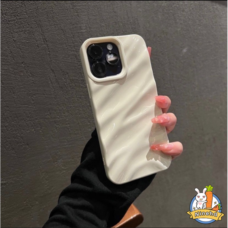 Casing iPhone 3D Lipit Premium Simple Warna Solid Kompatibel Untuk Iphone14 13 12 11 Pro Max X Xr Xs Max8 7 6 6s Plus SE 2020 Tpu Anti Pecah Shockproof Soft Case Cover Pelindung