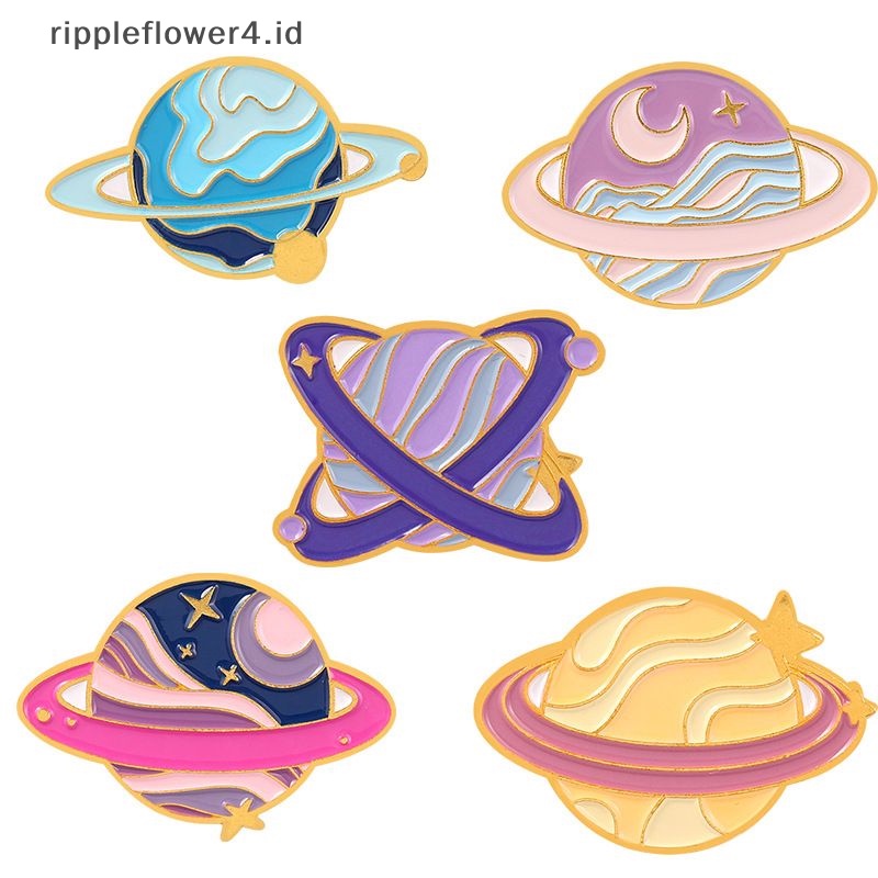 {rippleflower4.id} Bintang Langit Galaxy Koleksi Enamel Pin Romantis Luar Angkasa Planet Logam Kartun Lencana~