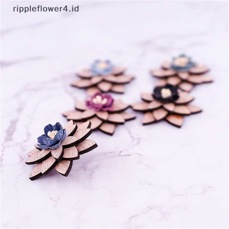 {rippleflower4.id} Bros Kayu Pria Setelan Bunga Bros Fashion Wanita Kerah Bisnis Setelan Lencana~