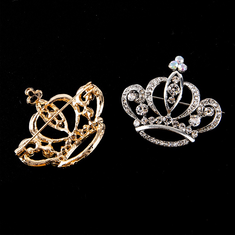 {rippleflower4.id} Fashion Mahkota Bros Berlian Imitasi Pin Gaun Dekorasi Gesper Pin Perhiasan Aksesori~