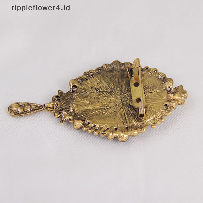 {rippleflower4.id} Cameo Baru Victoria Gaya Kristal Pesta Pernikahan Wanita Liontin Bros Pin~