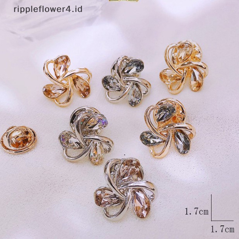 {rippleflower4.id} Crystal Pin Bunga Swan Berlian Imitasi Kerah Pin Pakaian Bros Syal Klip~