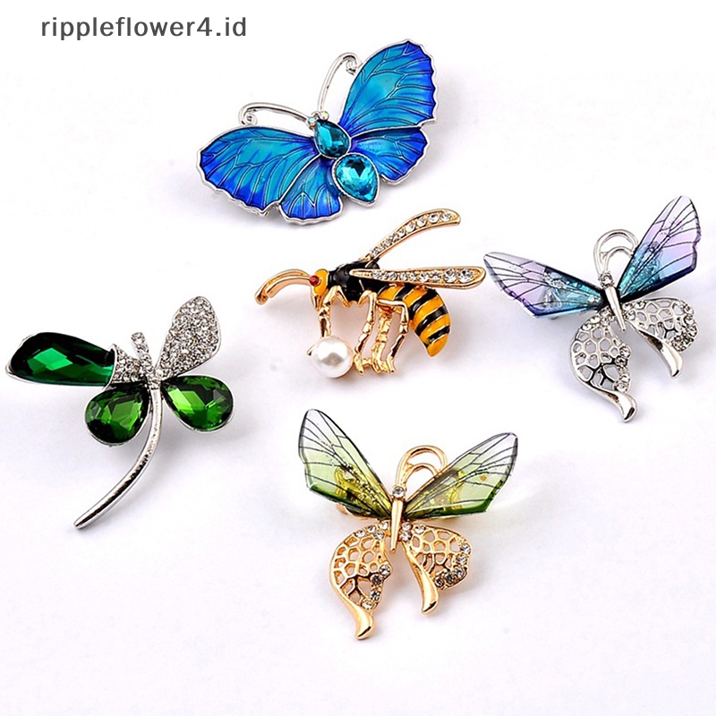 {rippleflower4.id} Fashion Serangga Kupu-Kupu Bros Wanita Pakaian Pesta Pernikahan Perhiasan Aksesoris Kerah Pin Hadiah~