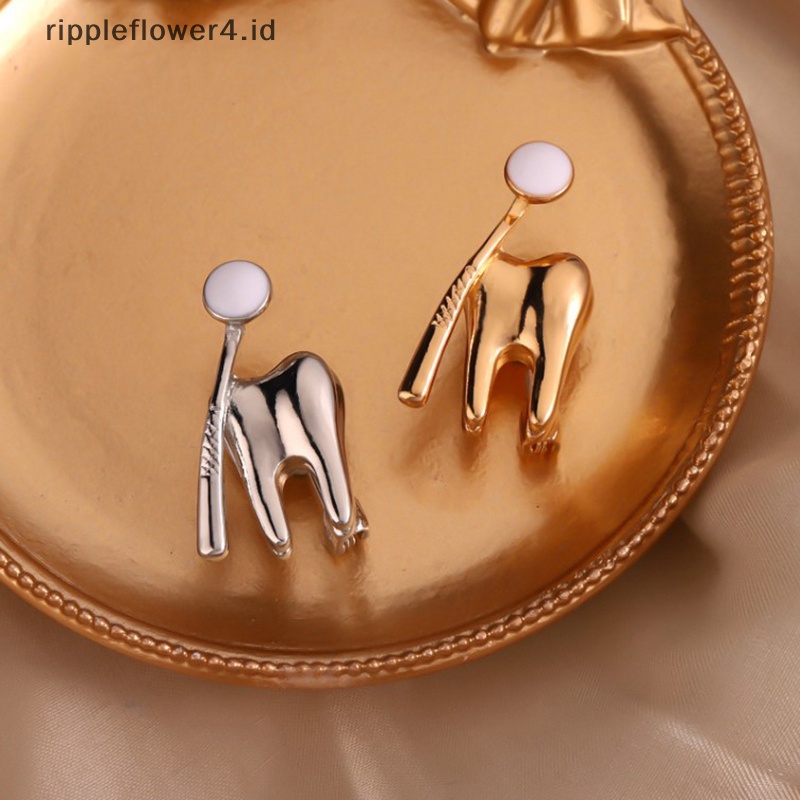 {rippleflower4.id} Pin Gigi Kartun Melindungi Pin Enamel Anda Baju Dokter Perhiasan Kerah Lapel Badge Bros Untuk Pelajar~