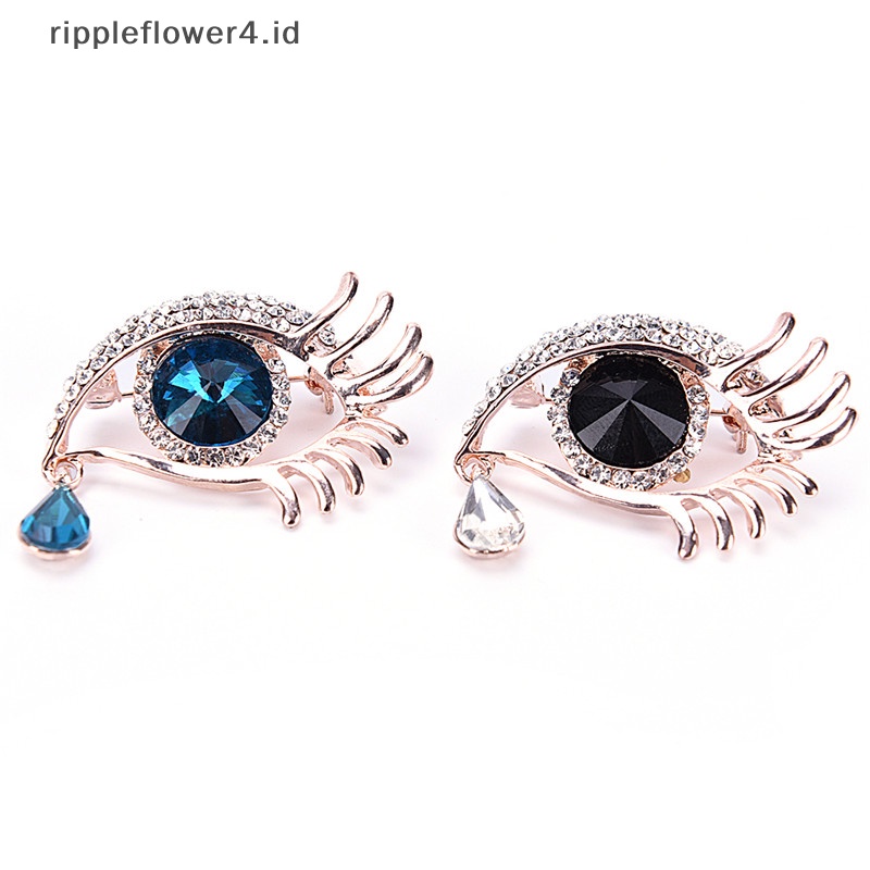 {rippleflower4.id} Bros Mata Besar Kristal Berlian Imitasi Wanita Elegan Tetesan Air Mata Malaikat Bros Pin~