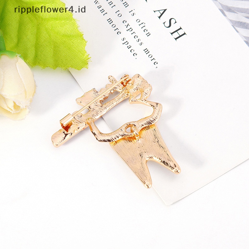 {rippleflower4.id} Sikat Gigi Gigi Kepribadian Enamel Kerah Bros Pin Perhiasan Logam Pin Kecil Untuk Hadiah Dokter Perawat~