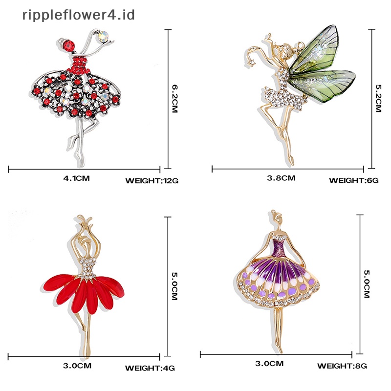 {rippleflower4.id} Paduan Temperamen Bertatahkan Berlian Kristal Balet Penari Bros Perhiasan Pin Untuk Lady Retro Korsase Dekoratif Jas Pakaian Lencana~