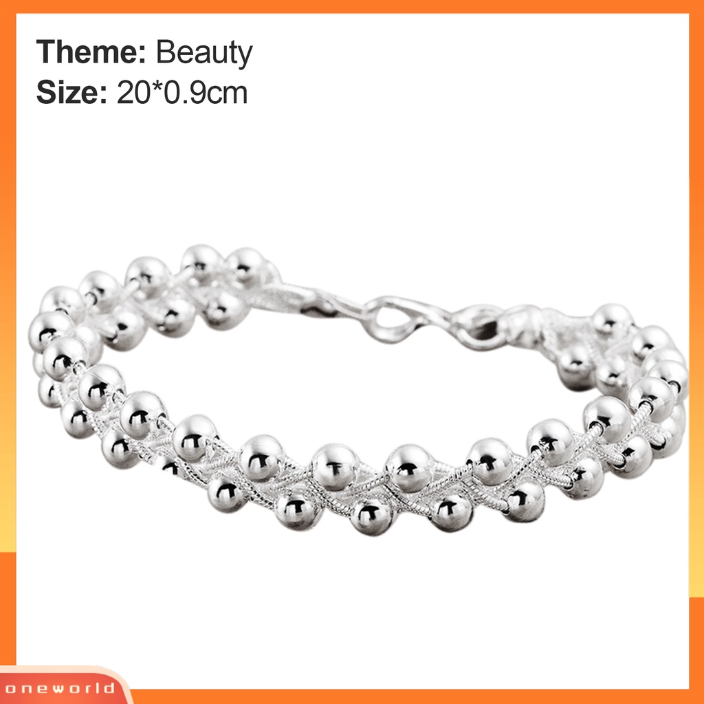 [WOD] Gelang Perak Lapis Fashion Aksesoris Wanita Anyaman Manik-Manik Rantai Bracelet Untuk Pacaran