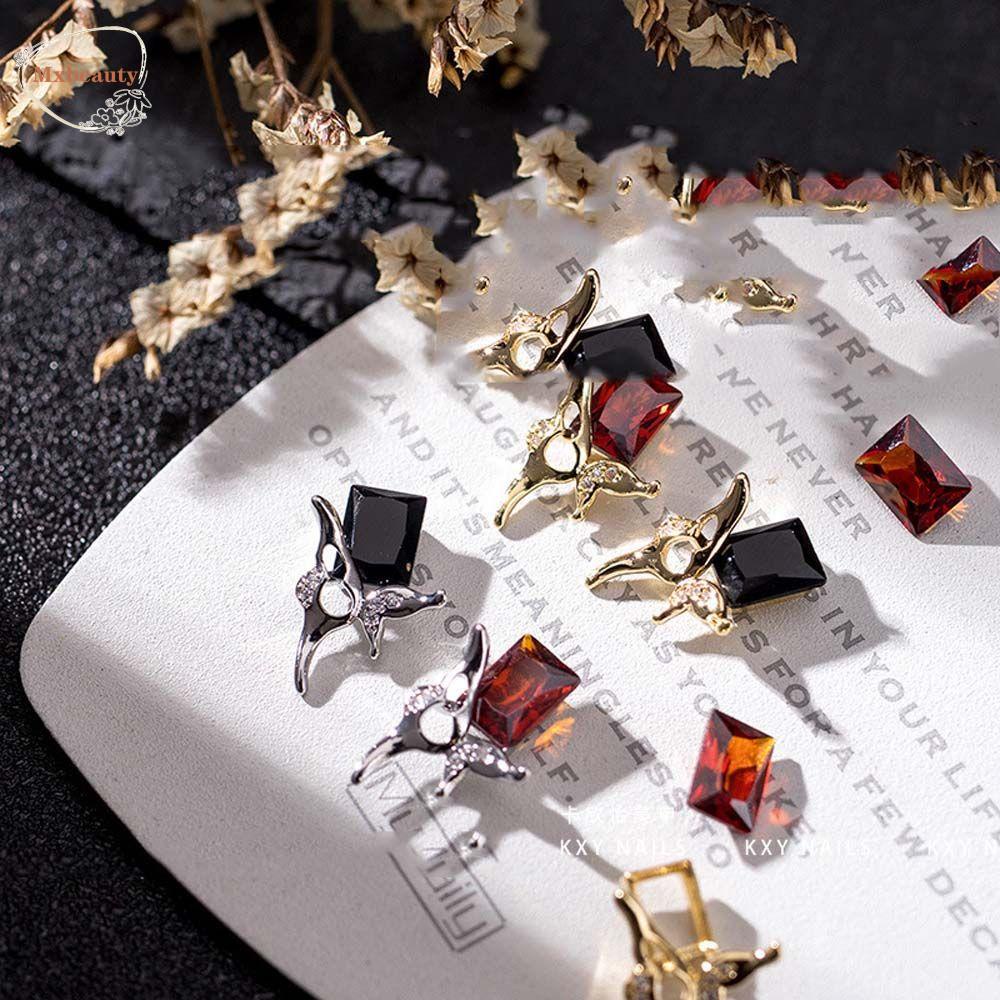 Mxbeauty Asimetris Kupu-Kupu Bingkai Pesona Removable Nail Tips Ornamen Kuku Permata Perhiasan Halus Kristal Permata Nail Charms