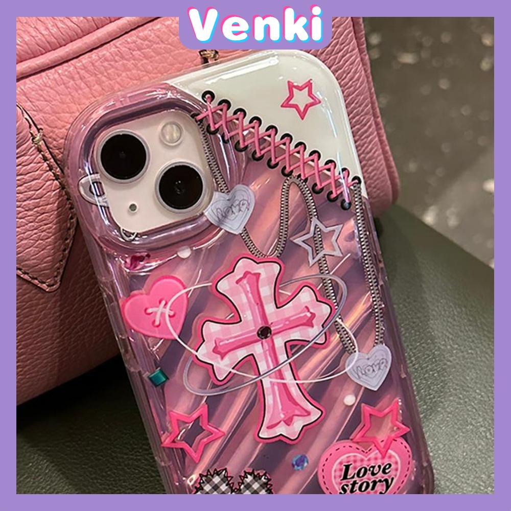 VENKI - Untuk iPhone 11 iPhone Case Laser Reflektif Transparan Ponsel Case TPU Lembut Shockproof Airbag Sederhana Trendi Keren Kompatibel dengan iPhone 14 13 Pro max 12 Pro Max XR XR 7 8