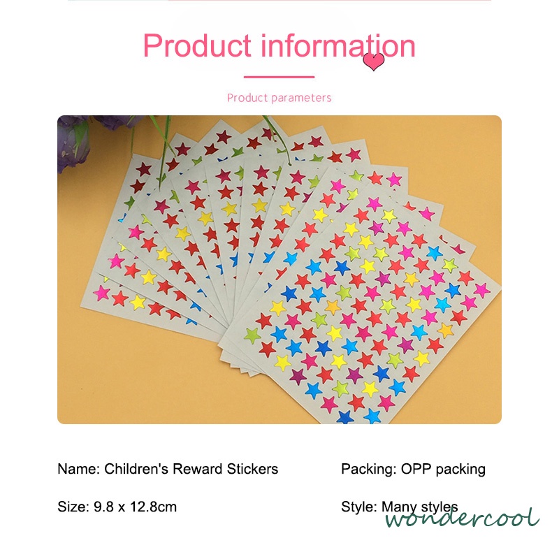 10Pcs/Set Stiker Bintang Colorful Reward Stickers Alat Tulis-Won