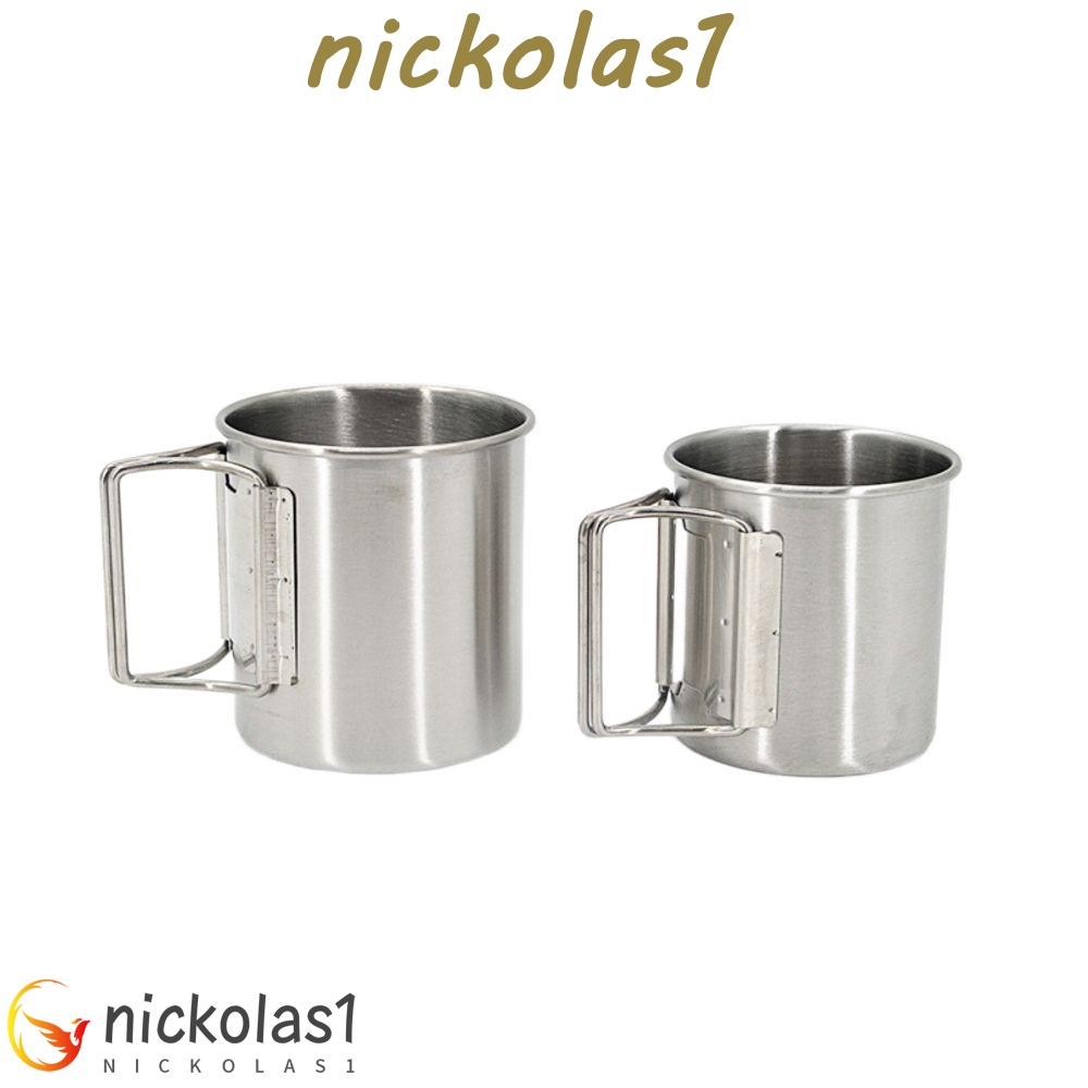 Nickolas1 Cangkir Camping Gelas Lipat Minum Sendok Garpu Peralatan Dapur Luar Ruangan Mug Stainless Steel Mug Wisata Mug Kopi Gelas Air Minum